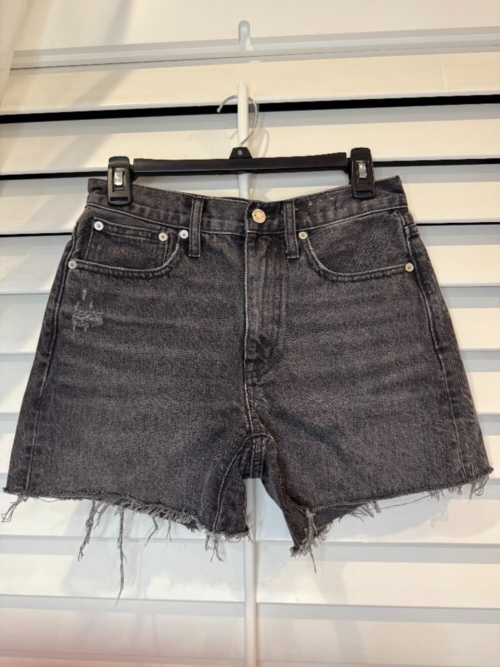 Madewell Relaxed Mid-Length Denim Shorts Black Size 25